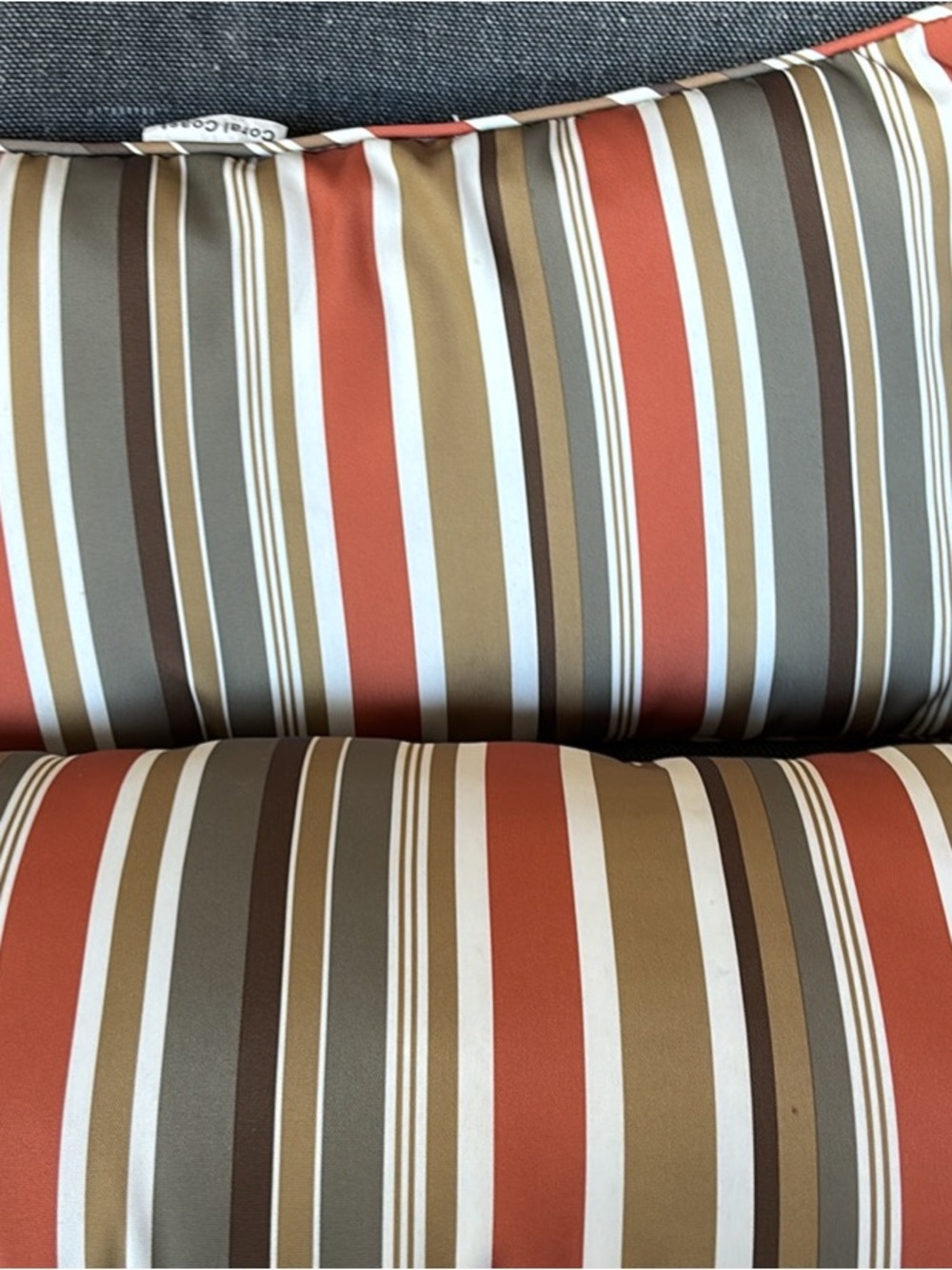 Striped Outdoor side Cushion in Rust, Tan & Brown